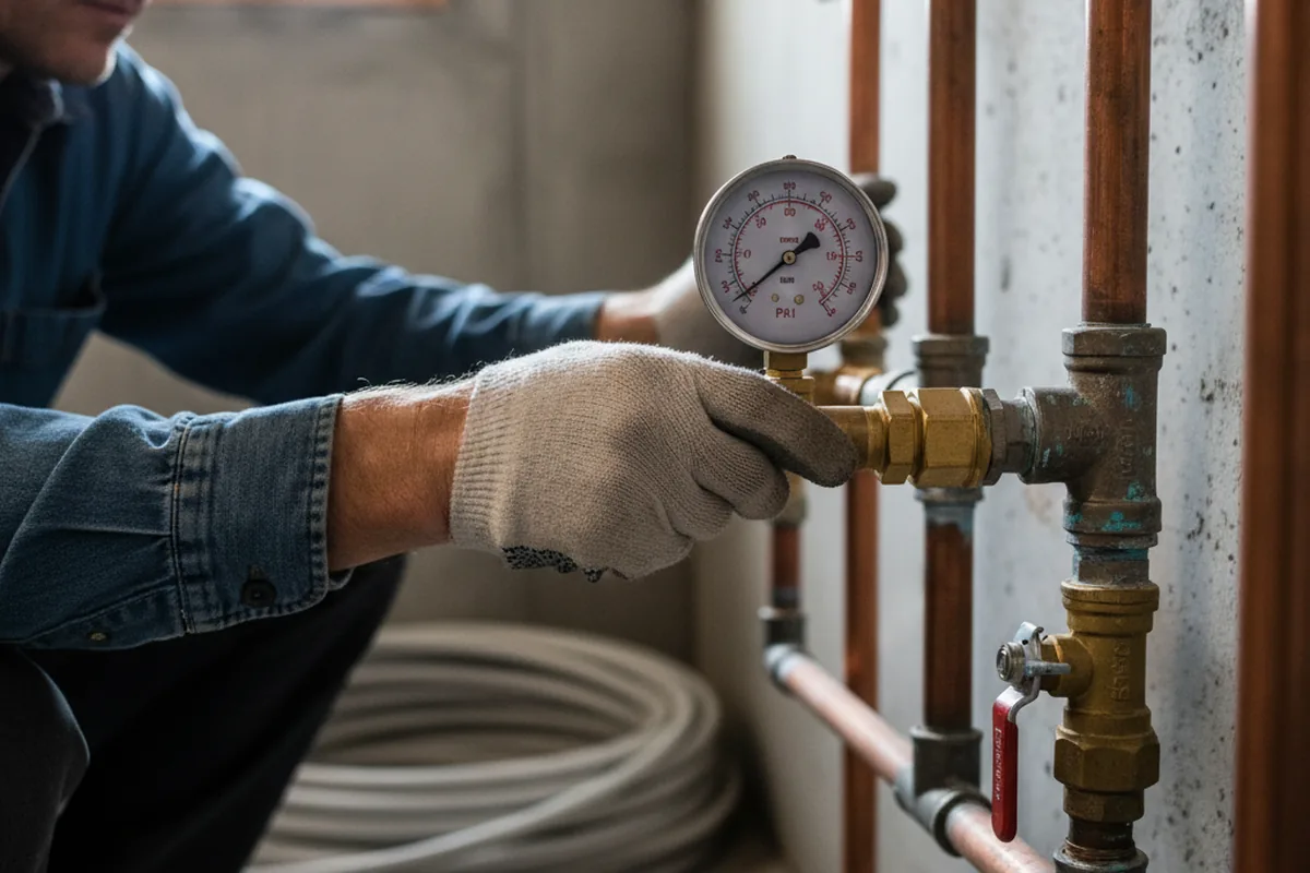Pressure testing a repaired line during Water Line Repair in Carversville